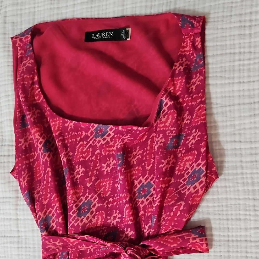 Ralph Lauren Pink Tie Front Bib Collar Dress